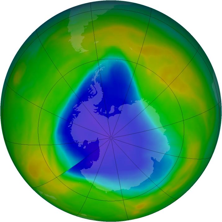 Antarctic ozone map for 08 November 2007